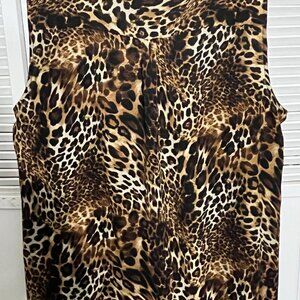 Leopard Print High-Lo Style Sleeveless Button Down